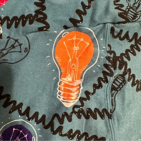 Lularoe Tall and Curvy stretchy Leggings Light Bulbs Unicorn turquoise & black - Picture 9 of 11